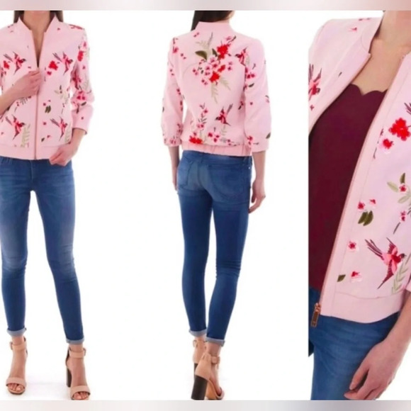 NWOT Ted Baker Leelah Soft Bomber Jacket in Pink Size 1 - Picture 2 of 7